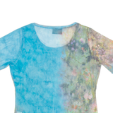BERRI Mesh Womens Printed Top Blue Floral M