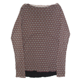 BLUE JOINT Mesh Womens Printed Top Red Long Sleeve Geometric L