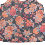 Mesh Womens Camisole Top Blue V-Neck Sleeveless Floral M
