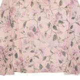 AMISU Mesh Womens Oversized Top Pink High Neck Long Sleeve Floral XS