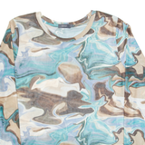 COOP Marble Womens Printed Top Blue Long Sleeve Crazy Pattern 2XL