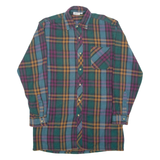 BREMO Mens Flannel Shirt Green Check Long Sleeve M