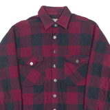ARCTIC SOCIETY Mens Flannel Shirt Maroon Check Long Sleeve S