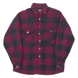 ARCTIC SOCIETY Mens Flannel Shirt Maroon Check Long Sleeve S