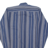 BREMO Mens Flannel Shirt Blue Striped Long Sleeve S