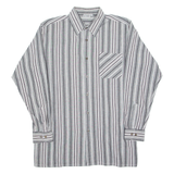 BREMO Mens Shirt Grey Striped Long Sleeve M