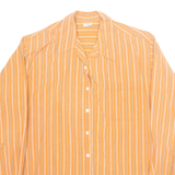 Womens Printed Shirt Orange Collared Long Sleeve 90s Striped M