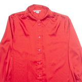 H&M Oversized Womens Off Shoulder Blouse Red Collared Long Sleeve S