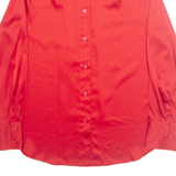 H&M Oversized Womens Off Shoulder Blouse Red Collared Long Sleeve S