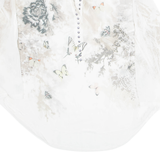Butterfly Design Sheer Womens Printed Blouse Cream Long Sleeve Silk L