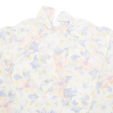 HELENE ST MARIE Sheer Womens Printed Blouse White 90s Floral M