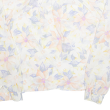HELENE ST MARIE Sheer Womens Printed Blouse White 90s Floral M