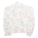 HELENE ST MARIE Sheer Womens Printed Blouse White 90s Floral M
