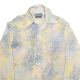 CELLINI Womens Printed Shirt Grey Collared 90s Nylon Crazy Pattern L