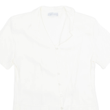 IMPRESSIONS Petite Womens Blouse Shirt Cream Collared 90s S