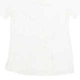 IMPRESSIONS Petite Womens Blouse Shirt Cream Collared 90s S