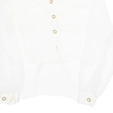 SAM Western Front Tie Womens Cropped Blouse Cream Collared 90s XL