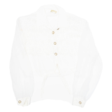 SAM Western Front Tie Womens Cropped Blouse Cream Collared 90s XL