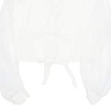 SAM Western Front Tie Womens Cropped Blouse Cream Collared 90s XL