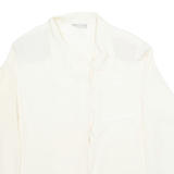 EVAN PICONE Womens Shirt Blouse Cream Collared Long Sleeve 90s L