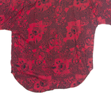 GP COLLECTIONS Womens Printed Shirt Red Off Shoulder 90s Floral L