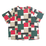 STUDIO C II Womens Printed Blouse Green 90s Geometric L