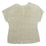 ELLEN TRACY Womens Printed Blouse Grey 90s Silk Herringbone M