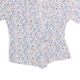 NOTATIONS Petite Womens Printed Blouse White V-Neck 90s Spotted S