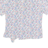 NOTATIONS Petite Womens Printed Blouse White V-Neck 90s Spotted S