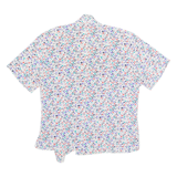 NOTATIONS Petite Womens Printed Blouse White V-Neck 90s Spotted S