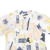 VEGO Womens Printed Shirt Cream V-Neck 90s Geometric L