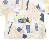 VEGO Womens Printed Shirt Cream V-Neck 90s Geometric L