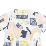 VEGO Womens Printed Shirt Cream V-Neck 90s Geometric L