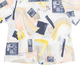 VEGO Womens Printed Shirt Cream V-Neck 90s Geometric L