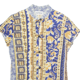 EXPOSE Womens Printed Shirt Blue 90s Crazy Pattern S