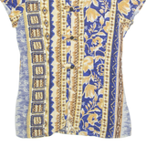 EXPOSE Womens Printed Shirt Blue 90s Crazy Pattern S