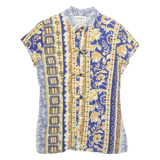 EXPOSE Womens Printed Shirt Blue 90s Crazy Pattern S