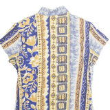 EXPOSE Womens Printed Shirt Blue 90s Crazy Pattern S