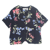 ALFRED DUNNER Womens Printed Shirt Black 90s Floral L