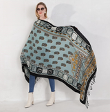 Anyyou 100% Pure Merino Wool Gray Poncho for Women Winter Large Scarf Pashmina Shawl Bandana Neck Wrap