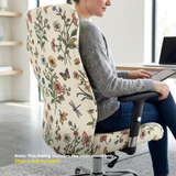 Anyseat Office Chair Cover –White Leafy Design, Medium Size, Non-Slip Rotating Seat Case with Universal Armrest Protector