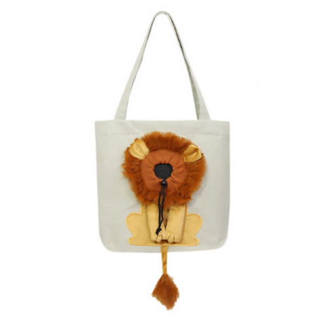 Anypet Cat Handbag 40cm Light Gray 3D Lion Soft Collar Pets Carrier Luggage Small Dog Travel Tote Bag With Pet Canvas