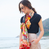Anyyou 100% Mulberry Silk Orange Long Scarf for Women Luxury Beach Shawl Swimwear Cover-Up Pashmina Wrap Foulard