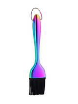 Anygleam BBQ & Baking Brush – Pink Rainbow Bristles, Stainless Steel Handle