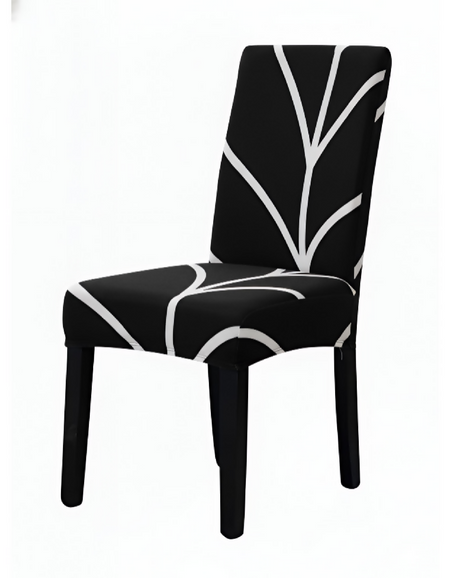 Anyseat Black with Linear Design Chair Cover – Elastic Slipcover with Anti‑Dirt Protection for Dining Room, Kitchen, Wedding, Hotel, Banquet & Restaurant