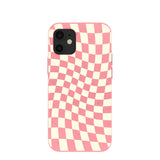 Bubblegum Pink Warped Checkers iPhone 12 Mini Case