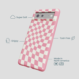 Bubblegum Pink Warped Checkers Google Pixel 6a Case