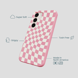 Bubblegum Pink Warped Checkers Samsung Galaxy S24 Case