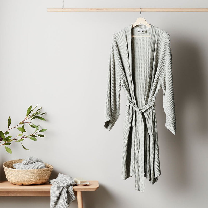 Sage | Waffle Bathrobe Made With 100% Organic Bamboo #Color_sage