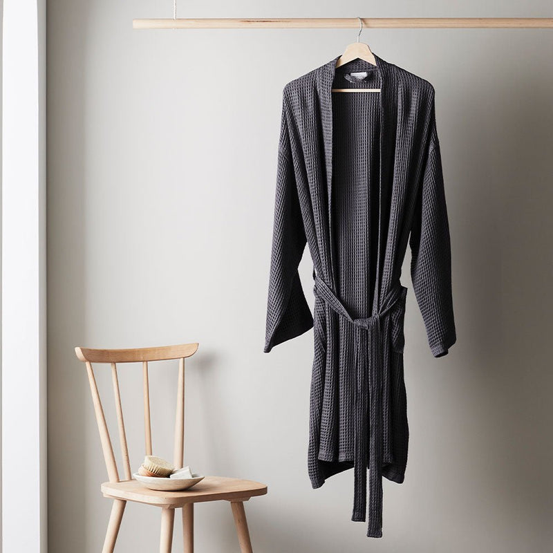 Slate | Waffle Bathrobe Made With 100% Organic Bamboo #Color_slate